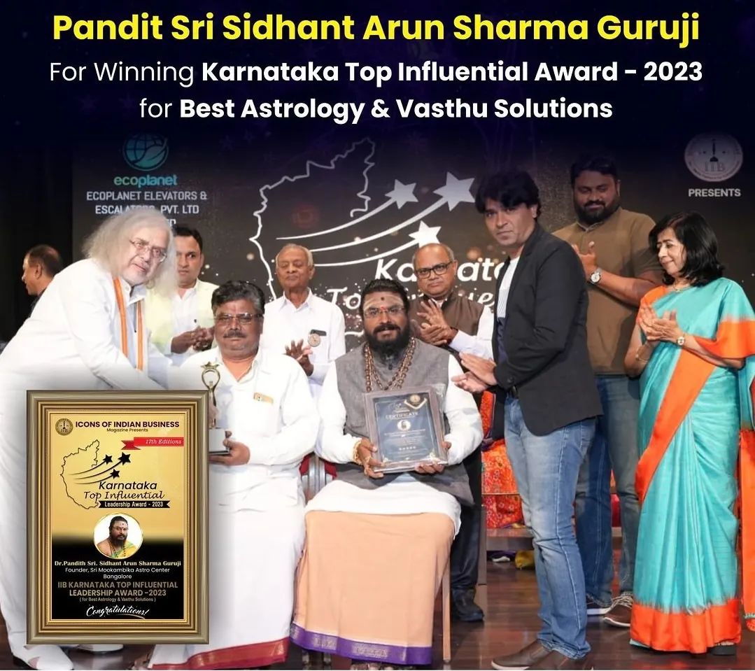 Arun Sharma Guruji receiving the Karnataka Top Influential Leadership Award 2023